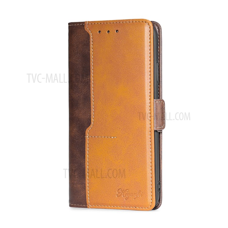 Color Splicing Stand Case with Card Slot for Samsung Galaxy A52 5G Flip PU Leather Case - Brown-2