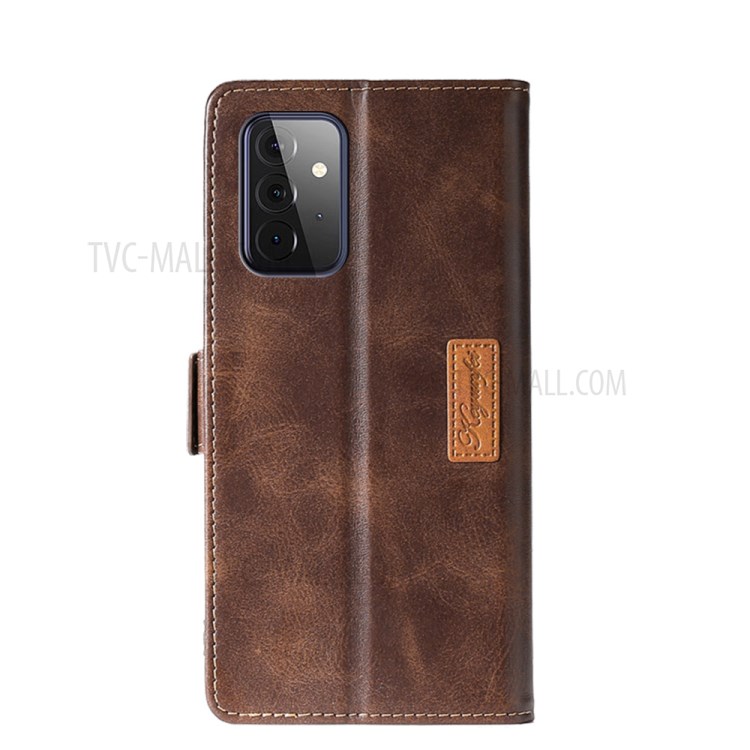 Color Splicing Card Slot Stand Case PU Leather Flip Case for Samsung Galaxy A72 5G - Brown-2