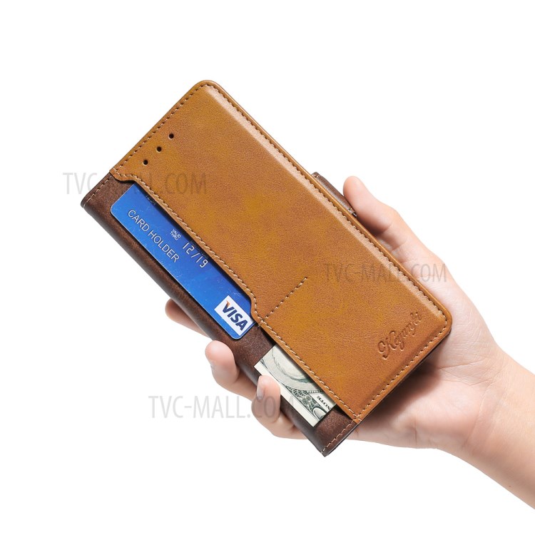 Color Splicing Card Slot Stand Case PU Leather Flip Case for Samsung Galaxy A72 5G - Brown-3
