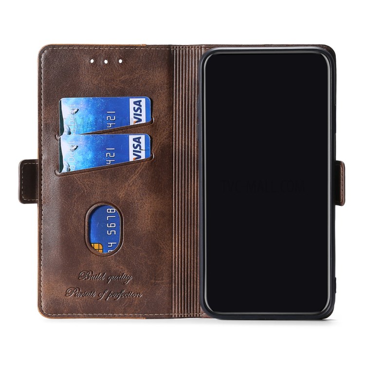 Color Splicing Card Slot Stand Case PU Leather Flip Case for Samsung Galaxy A72 5G - Brown-5