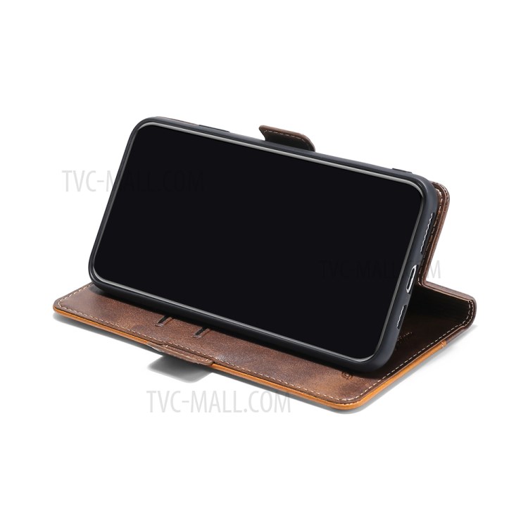 Color Splicing Card Slot Stand Case PU Leather Flip Case for Samsung Galaxy A72 5G - Brown-6