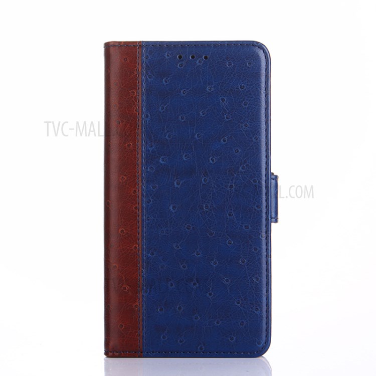 Ostrich Texture Leather Wallet Stand Shell for Samsung Galaxy A72 5G - Blue-2