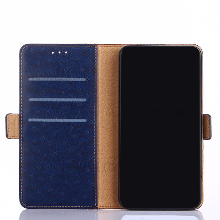 Ostrich Texture Leather Wallet Stand Shell for Samsung Galaxy A72 5G - Blue-4