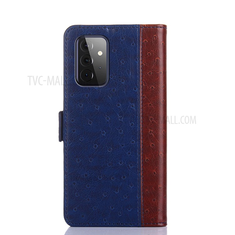 Ostrich Texture Leather Wallet Stand Shell for Samsung Galaxy A72 5G - Blue-5