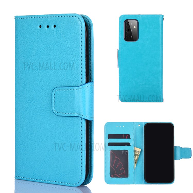 Wallet Leather Stand Phone Shell for Samsung Galaxy A72 5G - Baby Blue-1