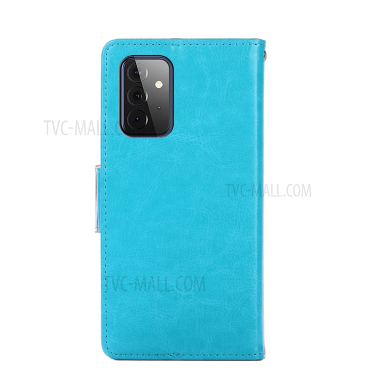 Wallet Leather Stand Phone Shell for Samsung Galaxy A72 5G - Baby Blue-4