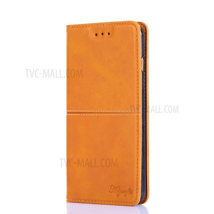 For Samsung Galaxy A72 5G Auto-absorbed Card Slots Leather Phone Stand Case - Light Brown-2