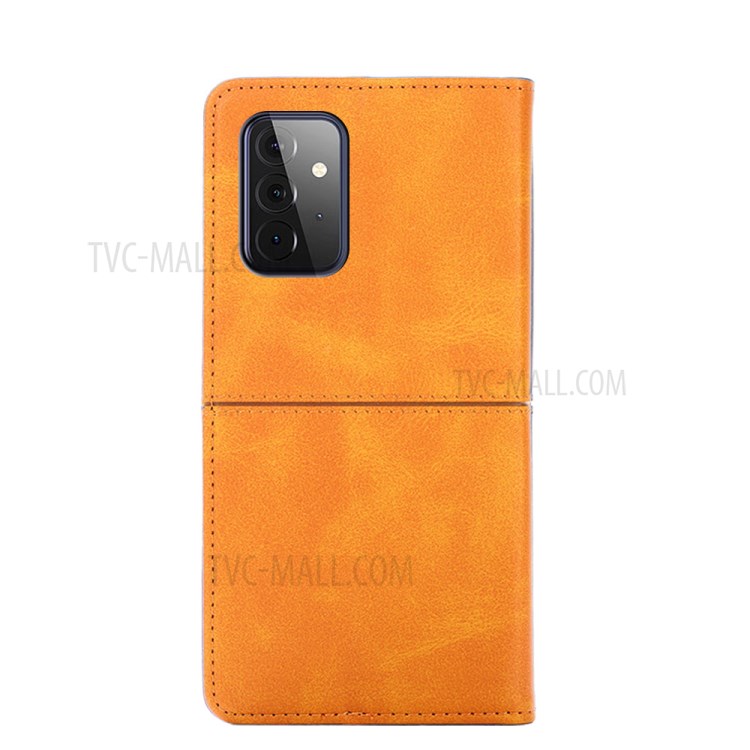 For Samsung Galaxy A72 5G Auto-absorbed Card Slots Leather Phone Stand Case - Light Brown-3