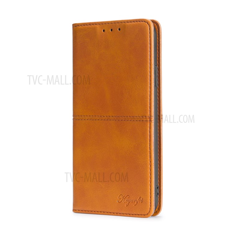 For Samsung Galaxy A72 5G Auto-absorbed Card Slots Leather Phone Stand Case - Light Brown-4