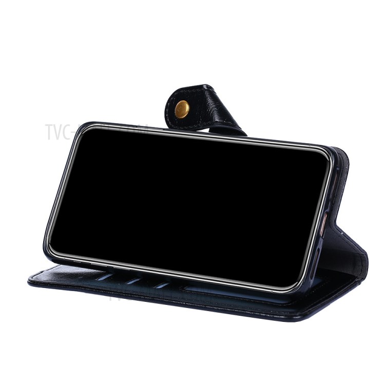 Leather Wallet Phone Stand Case with Zipper Pocket for Samsung Galaxy A72 5G - Black-8