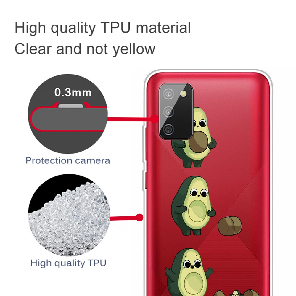 Custodia Per Telefono TPU Resistente Alla Caduta Con Motivo IMD Per Samsung Galaxy A02s (164.2x75.9x9.1mm) - Avocado