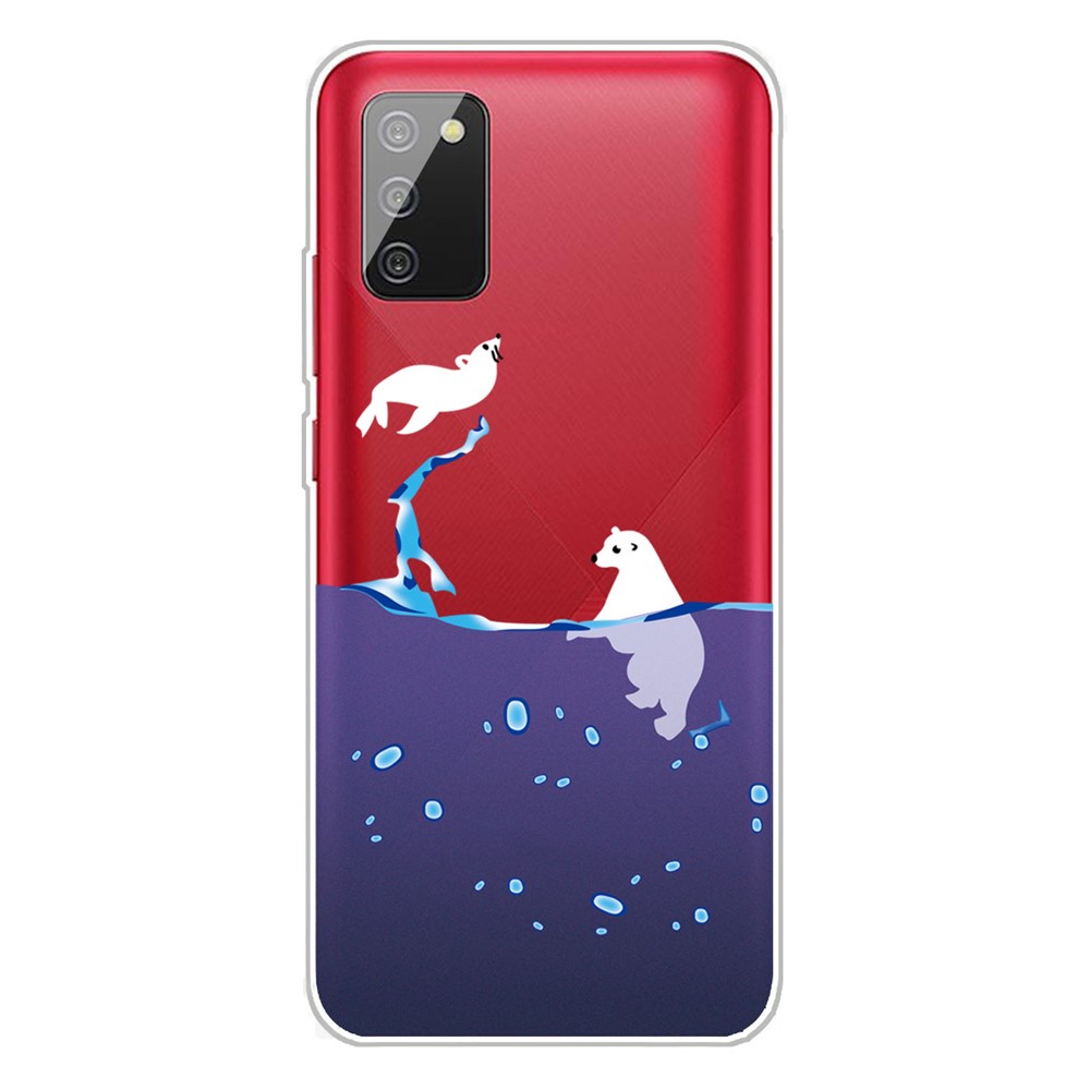 IMD Pattern Drop Resistant Flexible TPU Phone Case for Samsung Galaxy A02s (EU Version) - Polar Bear-1