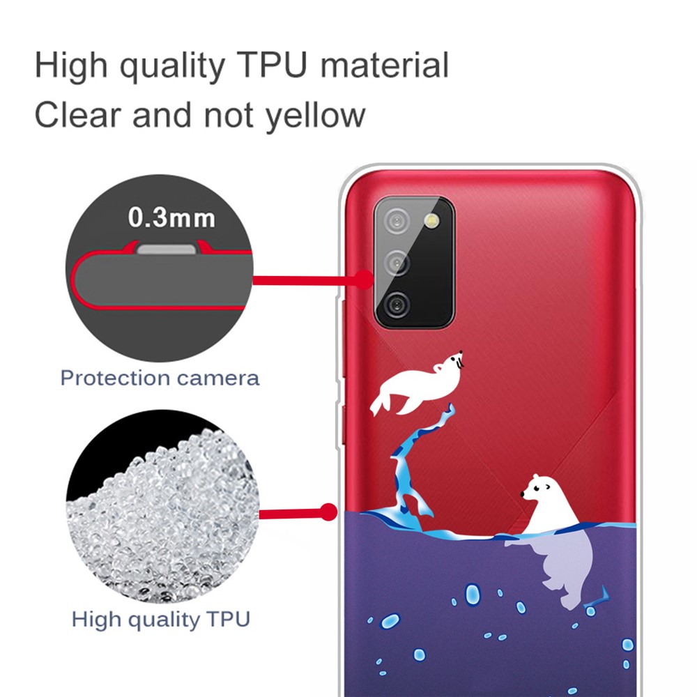 IMD Pattern Drop Resistant Flexible TPU Phone Case for Samsung Galaxy A02s (EU Version) - Polar Bear-2
