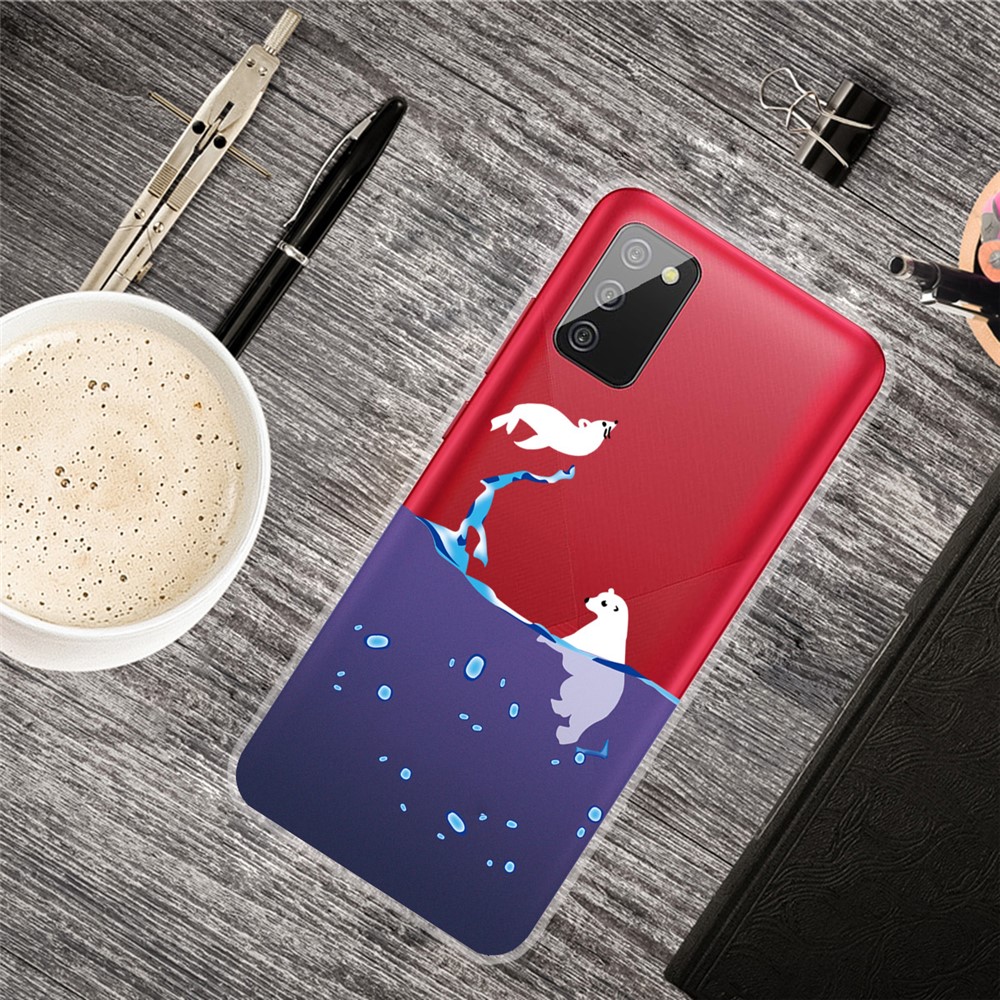 IMD Pattern Drop Resistant Flexible TPU Phone Case for Samsung Galaxy A02s (EU Version) - Polar Bear-4