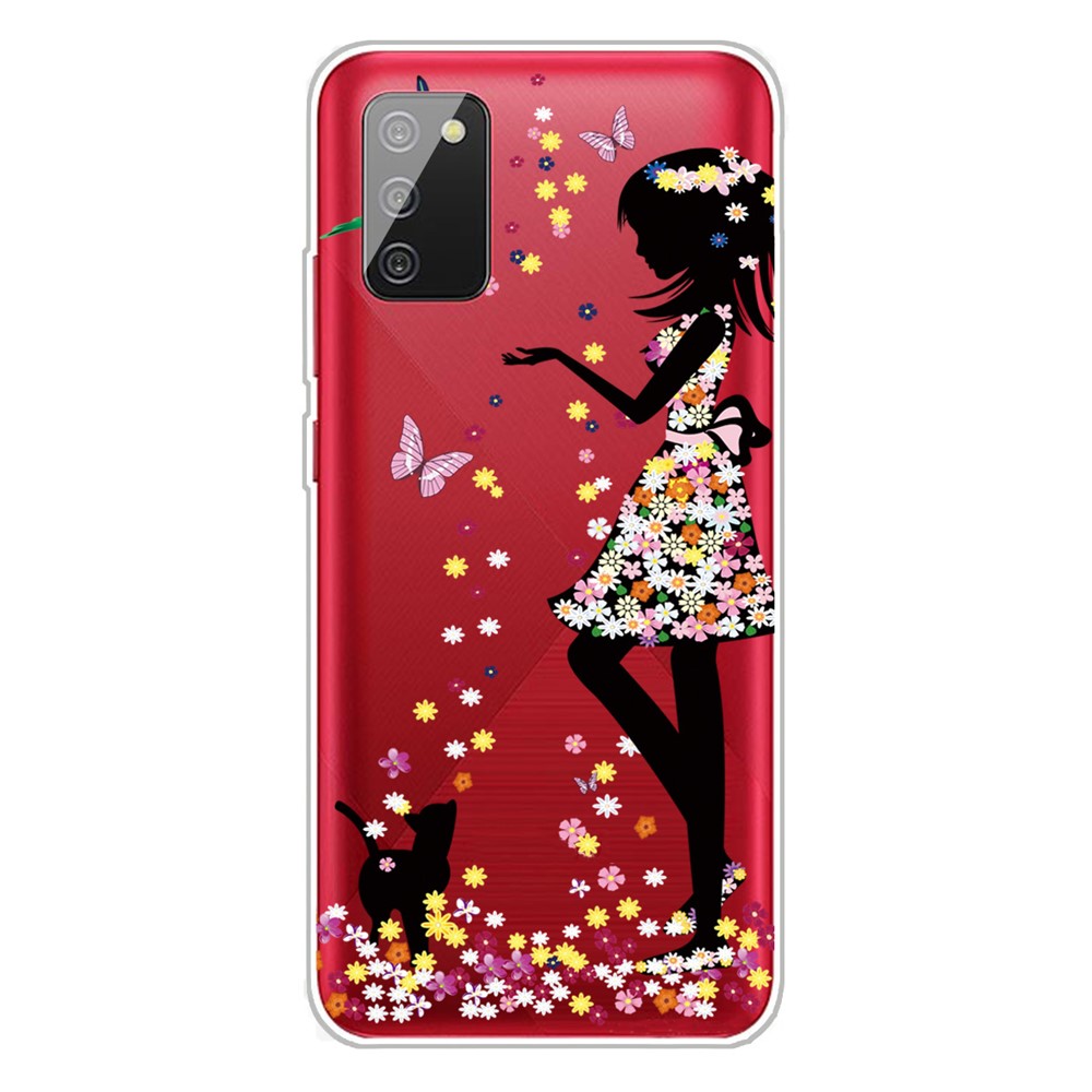 IMD Pattern Drop Resistant Flexible TPU Phone Case for Samsung Galaxy A02s (EU Version) - Beautiful Girl-1