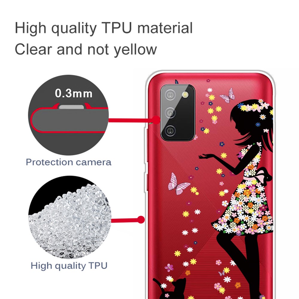 IMD Pattern Drop Resistant Flexible TPU Phone Case for Samsung Galaxy A02s (EU Version) - Beautiful Girl-2