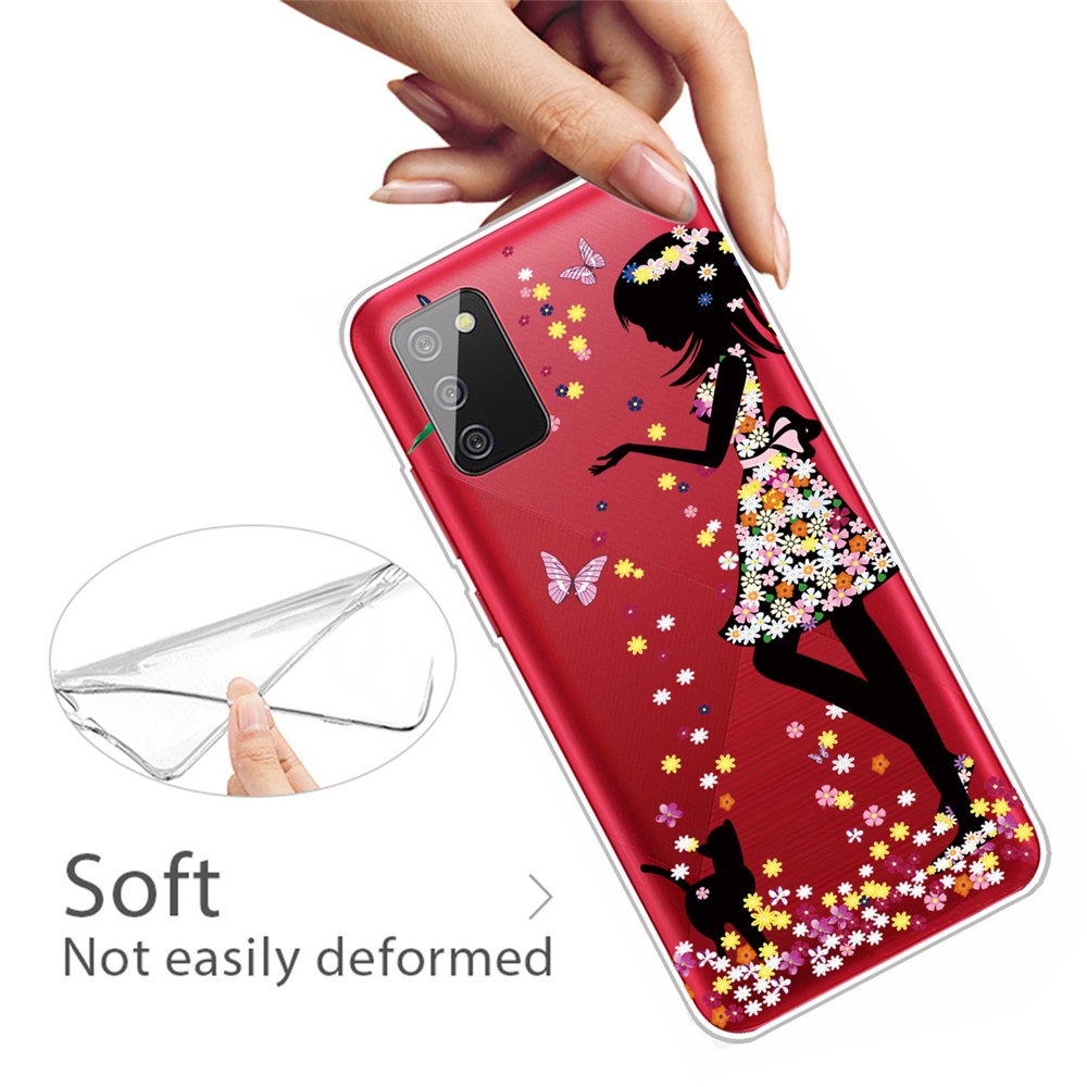 IMD Pattern Drop Resistant Flexible TPU Phone Case for Samsung Galaxy A02s (EU Version) - Beautiful Girl-3