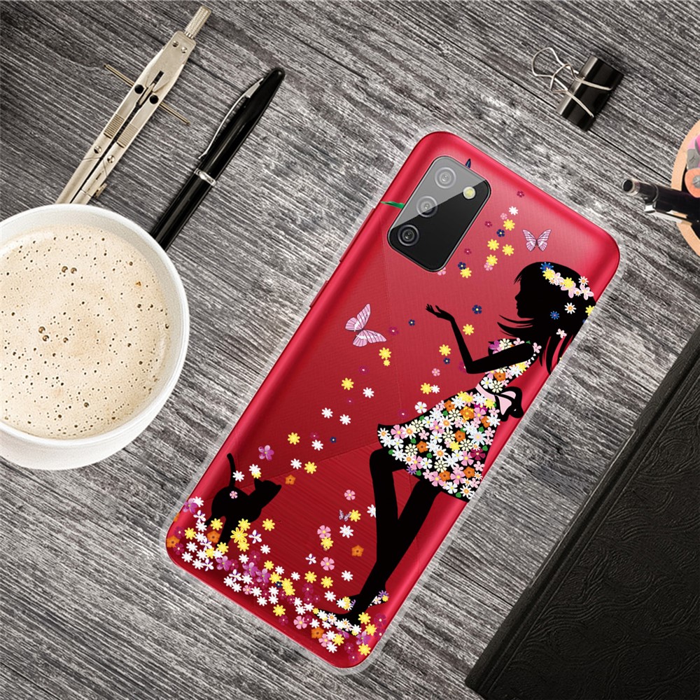 IMD Pattern Drop Resistant Flexible TPU Phone Case for Samsung Galaxy A02s (EU Version) - Beautiful Girl-4