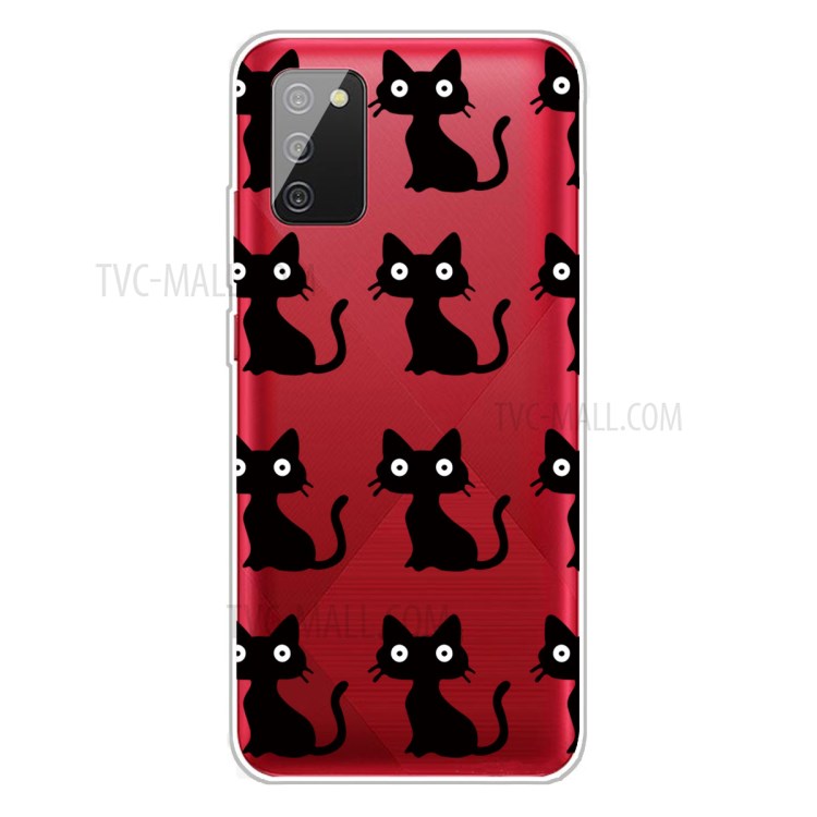 IMD Pattern Drop Resistant Flexible TPU Phone Case for Samsung Galaxy A02s (EU Version) - Black Cats-1