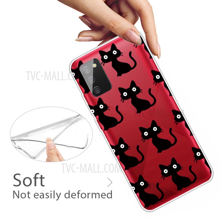 IMD Pattern Drop Resistant Flexible TPU Phone Case for Samsung Galaxy A02s (EU Version) - Black Cats-2