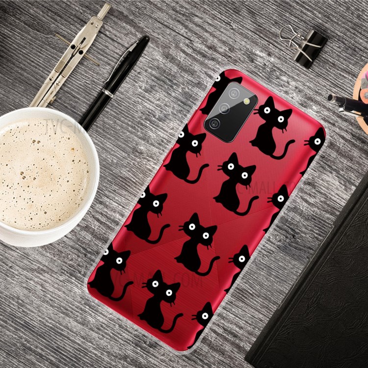 IMD Pattern Drop Resistant Flexible TPU Phone Case for Samsung Galaxy A02s (EU Version) - Black Cats-4