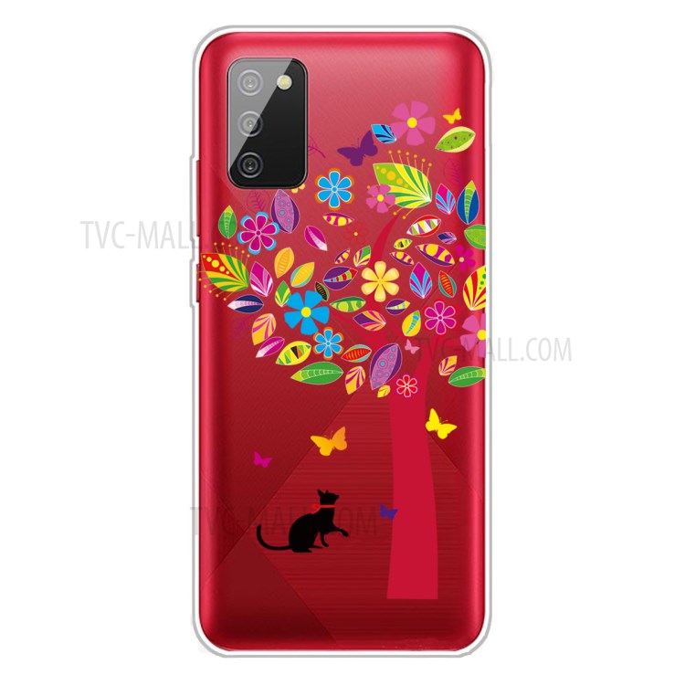 IMD Pattern Drop Resistant Flexible TPU Phone Case for Samsung Galaxy A02s (EU Version) - Cat and Tree-1