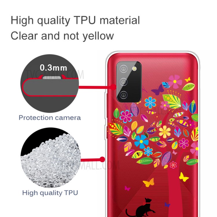 IMD Pattern Drop Resistant Flexible TPU Phone Case for Samsung Galaxy A02s (EU Version) - Cat and Tree-2