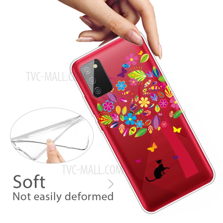 IMD Pattern Drop Resistant Flexible TPU Phone Case for Samsung Galaxy A02s (EU Version) - Cat and Tree-3