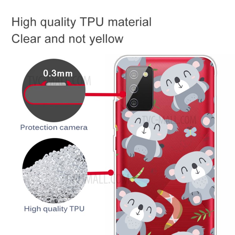 IMD Pattern Drop Resistant Flexible TPU Phone Case for Samsung Galaxy A02s (EU Version) - Grey Bear-2