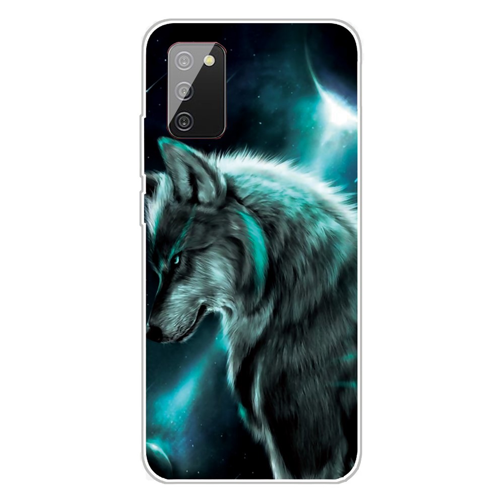 Transparent Background Pattern Printing TPU Phone Cover Case for Samsung Galaxy A02s (EU Version) - Wolf-1