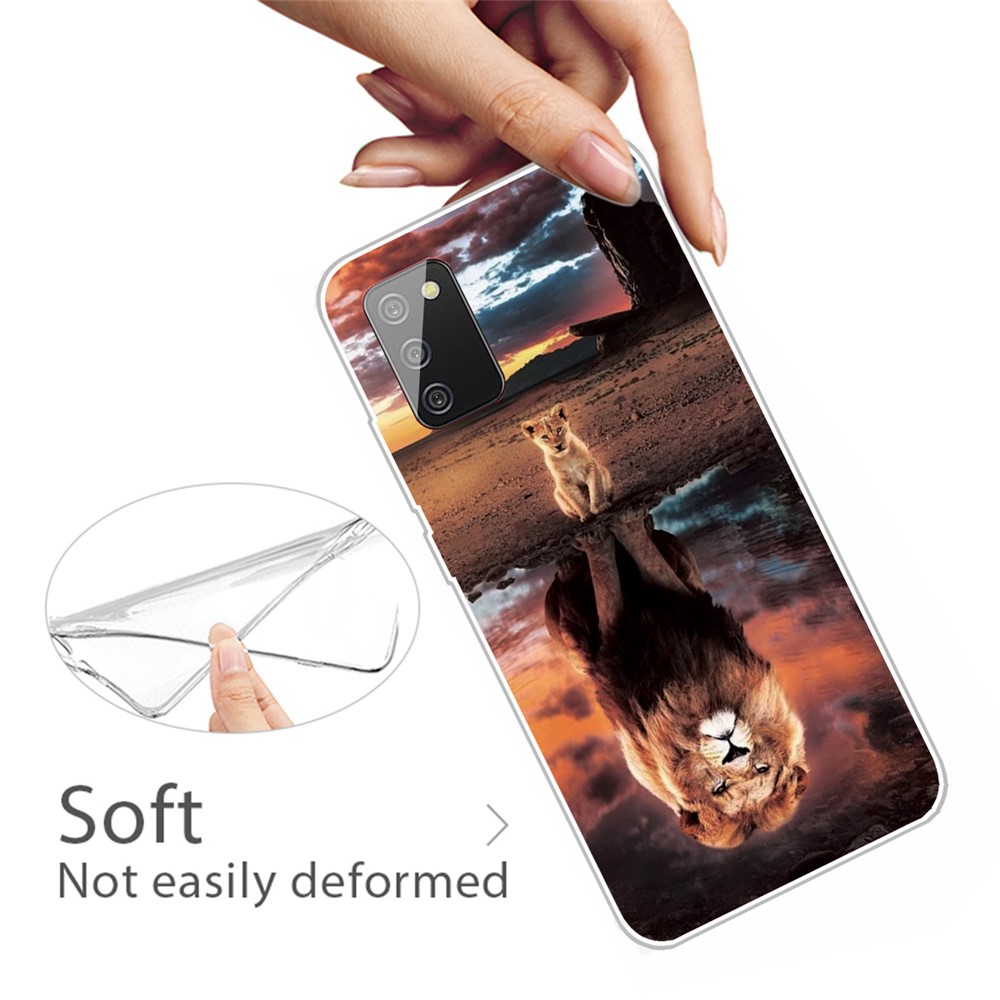 Transparent Background Pattern Printing TPU Phone Cover Case for Samsung Galaxy A02s (EU Version) - Lion-2