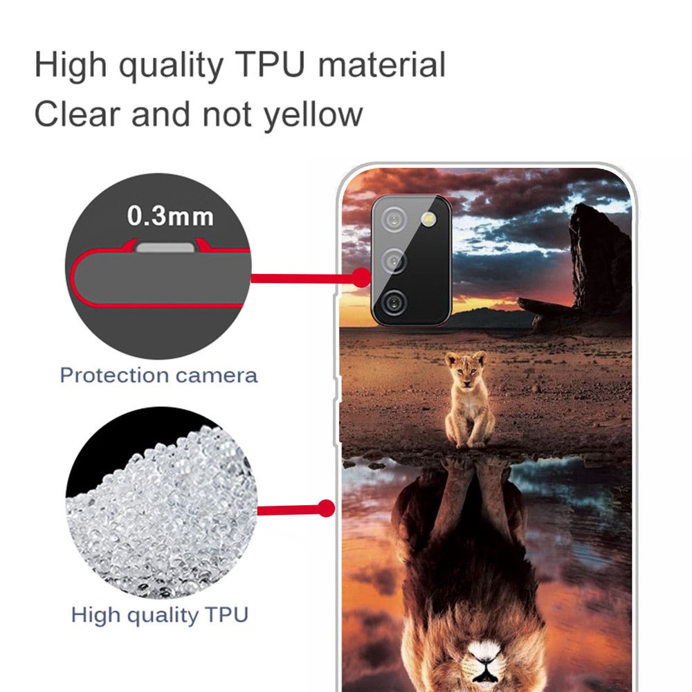 Transparent Background Pattern Printing TPU Phone Cover Case for Samsung Galaxy A02s (EU Version) - Lion-3