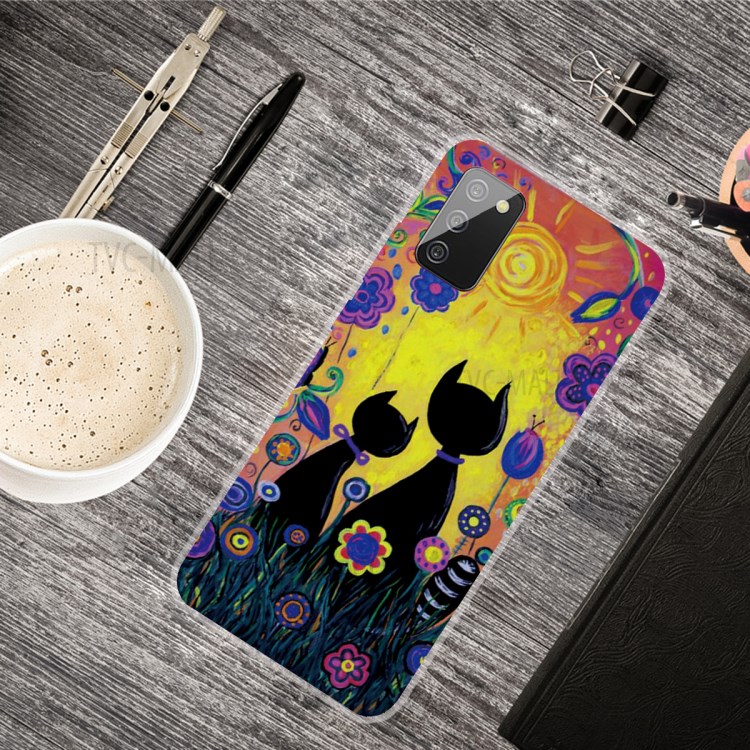 Transparent Background Pattern Printing Flexible TPU Phone Case for Samsung Galaxy A02s (EU Version) - Black Cats-4