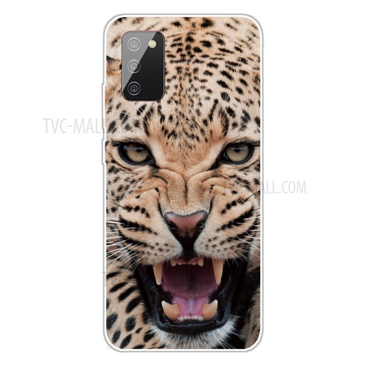 Transparent Background Pattern Printing Flexible TPU Phone Case for Samsung Galaxy A02s (EU Version) - Leopard-1