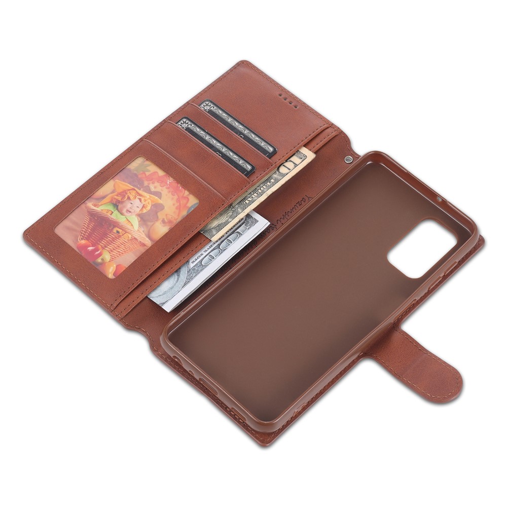 AZNS Dual-sided Magnetic Clasp Wallet Leather Stand Case for Samsung Galaxy A32 - Brown-10