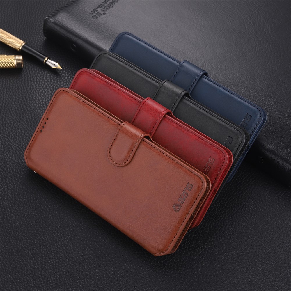 AZNS Dual-sided Magnetic Clasp Wallet Leather Stand Case for Samsung Galaxy A32 - Brown-13
