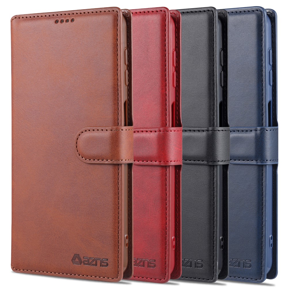 AZNS Dual-sided Magnetic Clasp Wallet Leather Stand Case for Samsung Galaxy A32 - Brown-14
