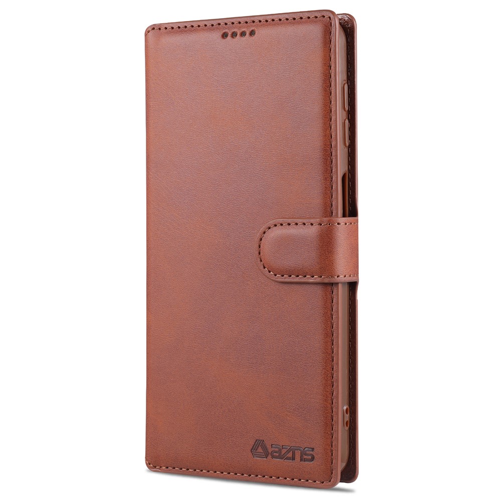 AZNS Dual-sided Magnetic Clasp Wallet Leather Stand Case for Samsung Galaxy A32 - Brown-2