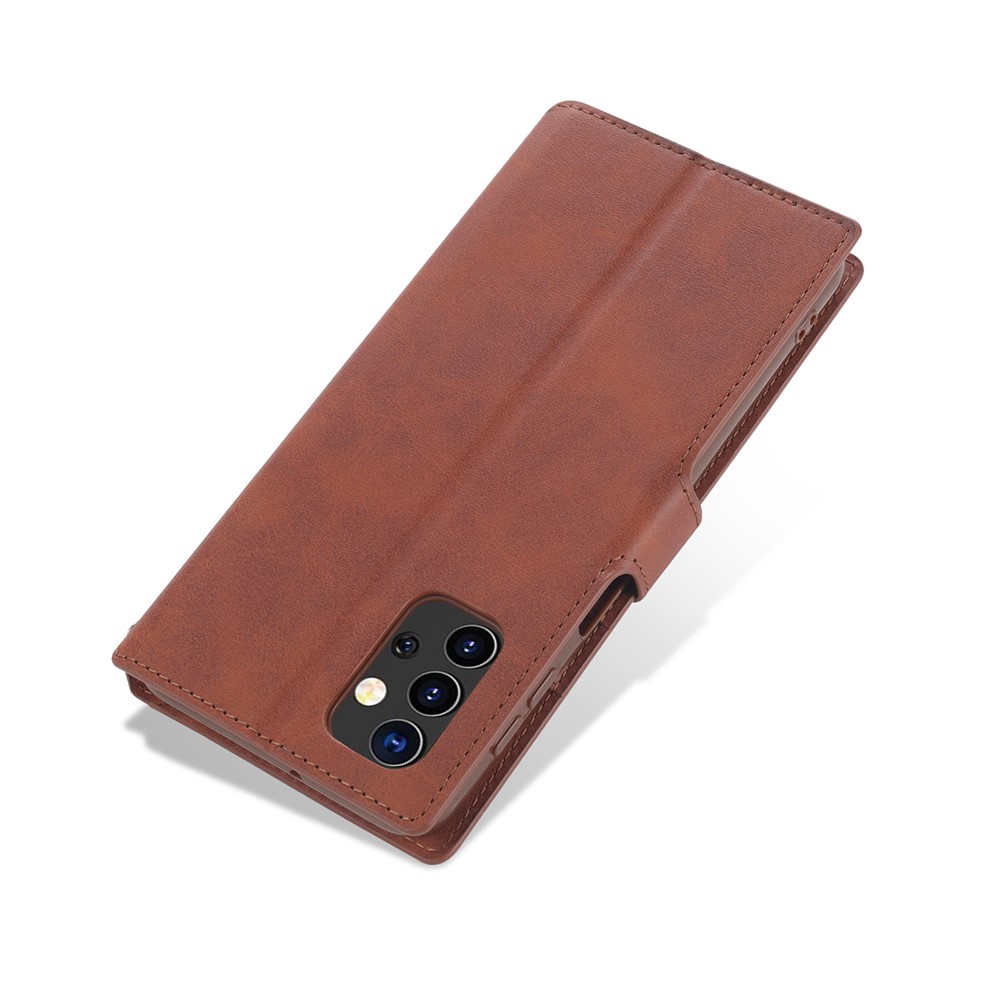 AZNS Dual-sided Magnetic Clasp Wallet Leather Stand Case for Samsung Galaxy A32 - Brown-5