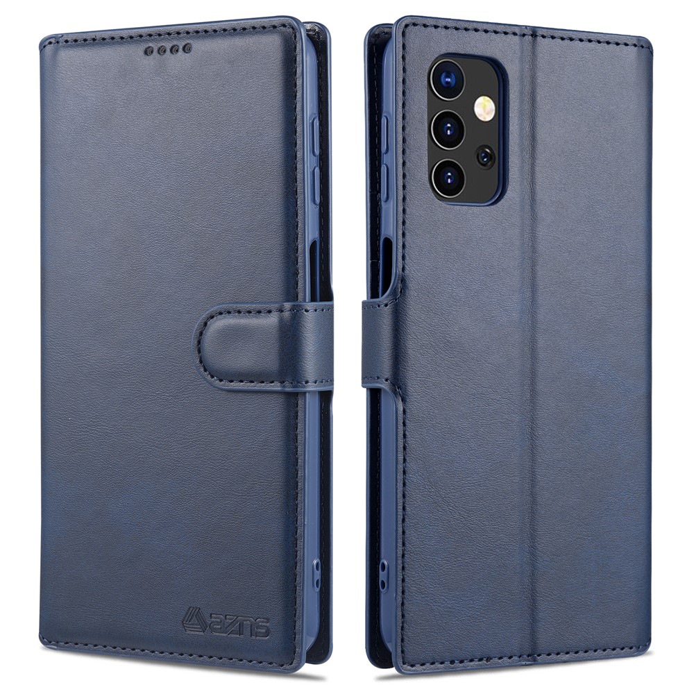 AZNS Dual-sided Magnetic Clasp Wallet Leather Stand Case for Samsung Galaxy A32 - Blue-1