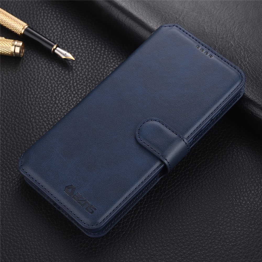 AZNS Dual-sided Magnetic Clasp Wallet Leather Stand Case for Samsung Galaxy A32 - Blue-5
