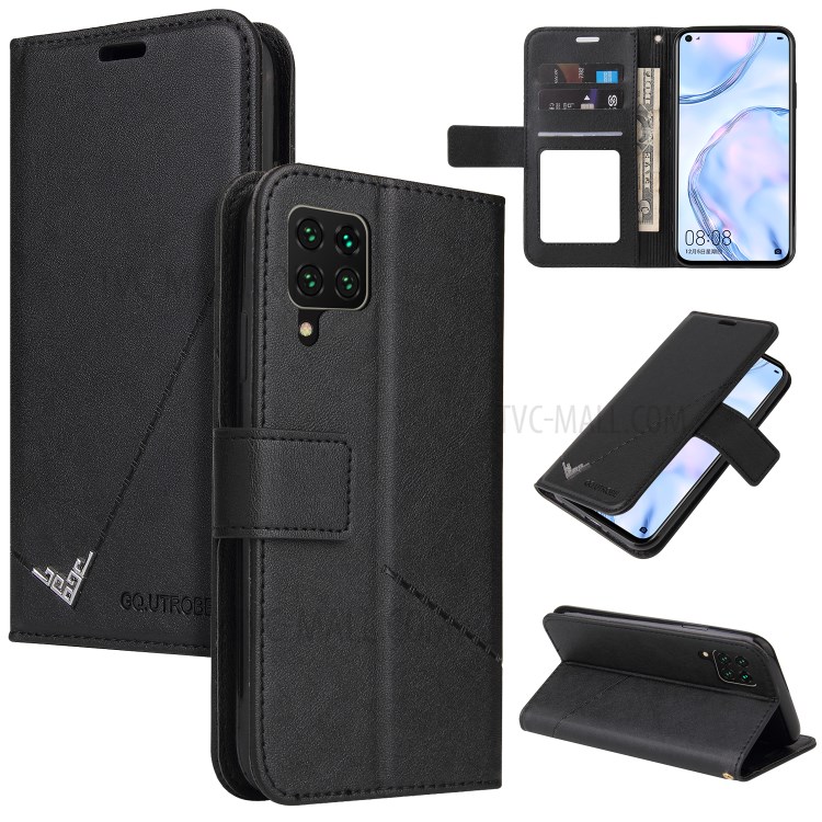 GQ.UTROBE Stand Leather Cover with Rectangular Metal Decor for Samsung Galaxy A42 5G - Black-1