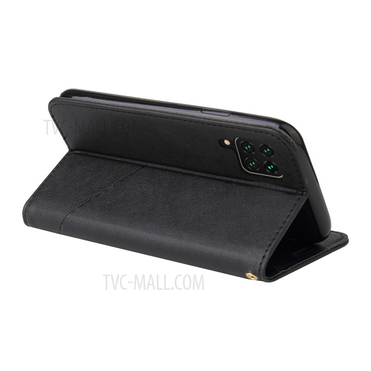 GQ.UTROBE Stand Leather Cover with Rectangular Metal Decor for Samsung Galaxy A42 5G - Black-3