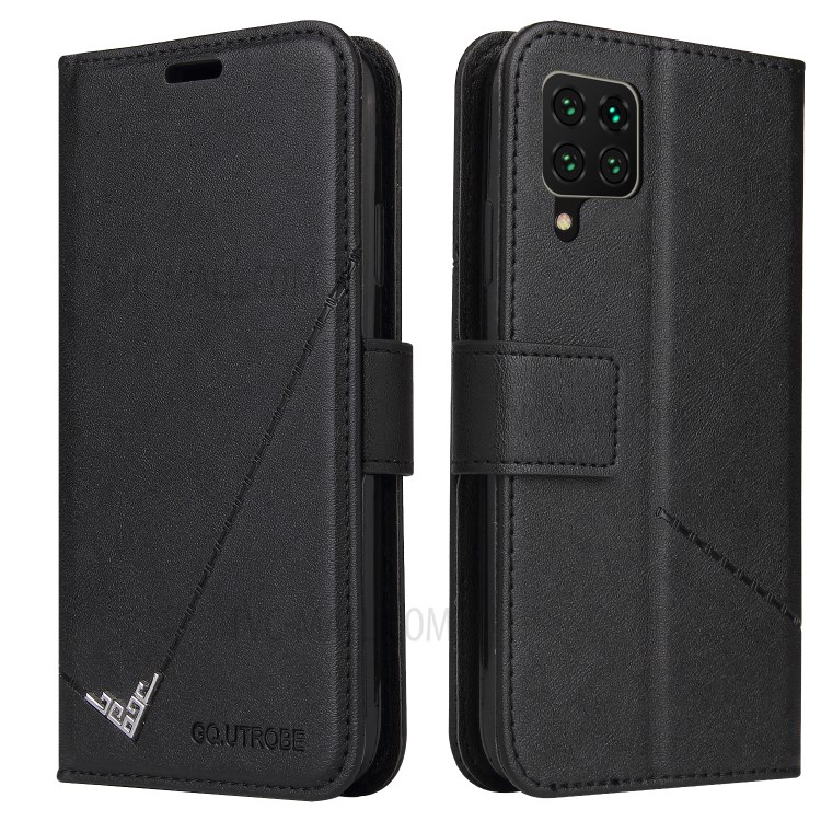 GQ.UTROBE Stand Leather Cover with Rectangular Metal Decor for Samsung Galaxy A42 5G - Black-7