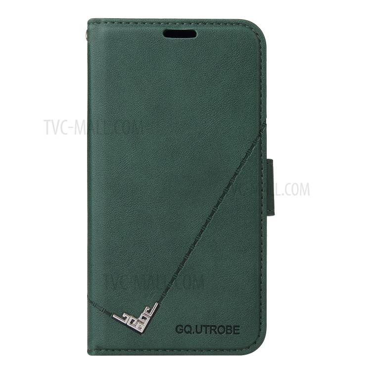 GQ.UTROBE Wallet Stand Design Leather Cover Metal Rectangular Decor for Samsung Galaxy S21 Plus - Green-2