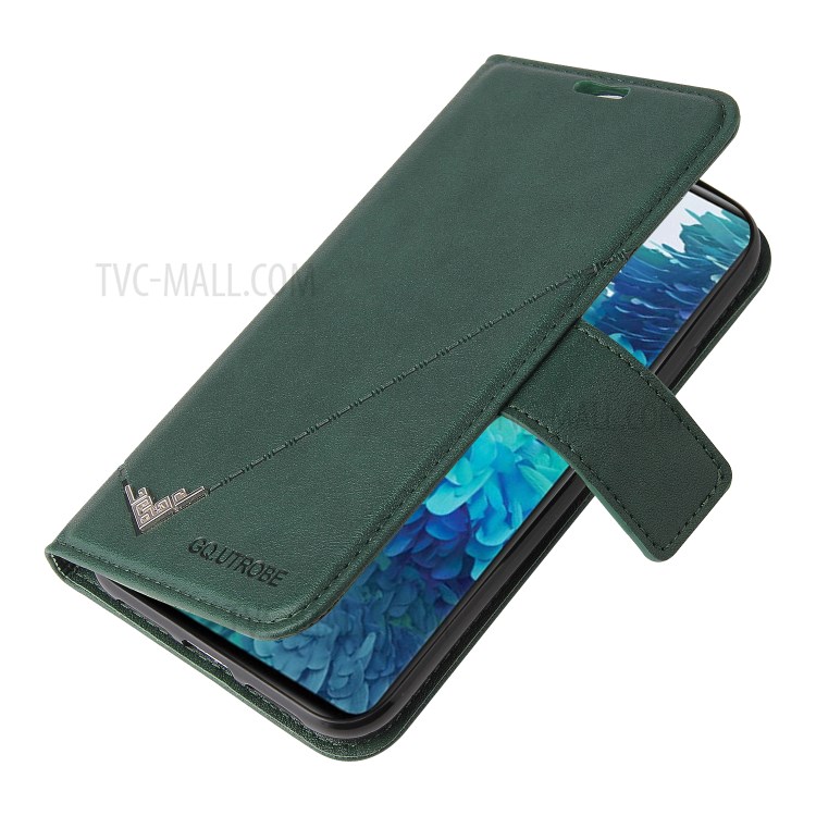 GQ.UTROBE Wallet Stand Design Leather Cover Metal Rectangular Decor for Samsung Galaxy S21 Plus - Green-4