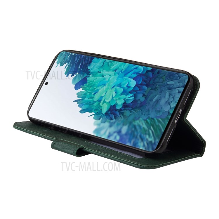GQ.UTROBE Wallet Stand Design Leather Cover Metal Rectangular Decor for Samsung Galaxy S21 Plus - Green-6