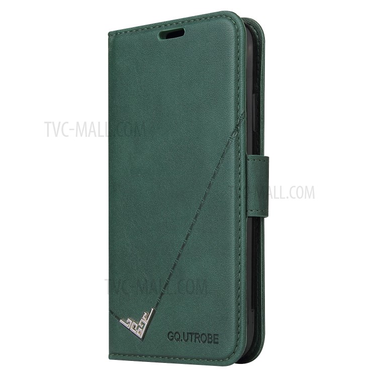 GQ.UTROBE Wallet Stand Design Leather Cover Metal Rectangular Decor for Samsung Galaxy S21 Plus - Green-9