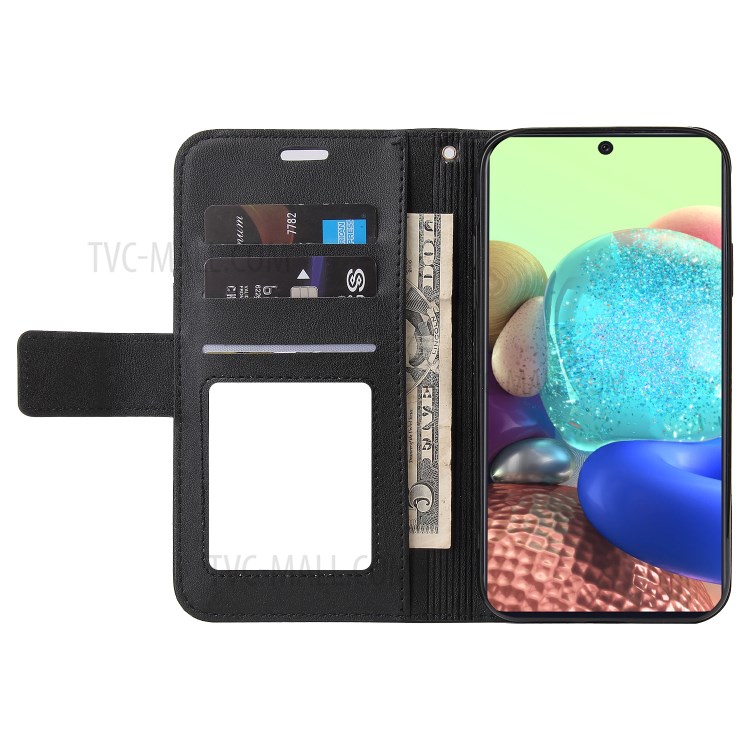 GQ.UTROBE Wallet Stand Metal Rectangular Decor Leather Cover for Samsung Galaxy A02s (EU Version) - Black-5