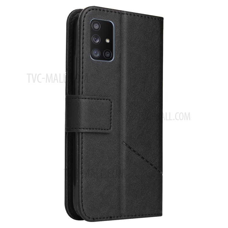 GQ.UTROBE Wallet Stand Metal Rectangular Decor Leather Cover for Samsung Galaxy A02s (EU Version) - Black-8